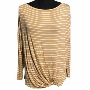 7th Ray Knotted Mustard Yellow Stripe Dolman Sleeve Top Women's M Medium